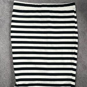 Torrid Black and White Striped Pencil Skirt